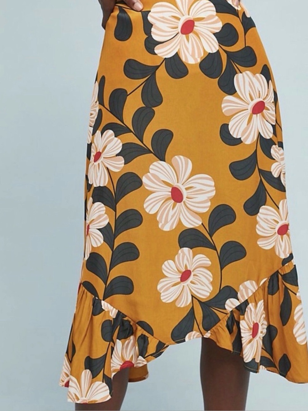 Anthropologie x Eva Franco Ikebana Floral Skirt Sz 2 Mustard NWT Anthropologie
